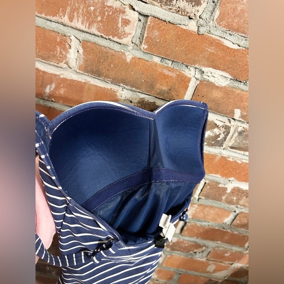 Niptuck Multi Fit Cup Navy Ruched Striped Swimsuit Size 8 - Picture 10 of 11